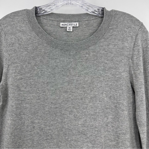 J. Crew Mercantile Long Sleeve Sweater Buffalo Plaid Hem Gray Size XS - Picture 2 of 6